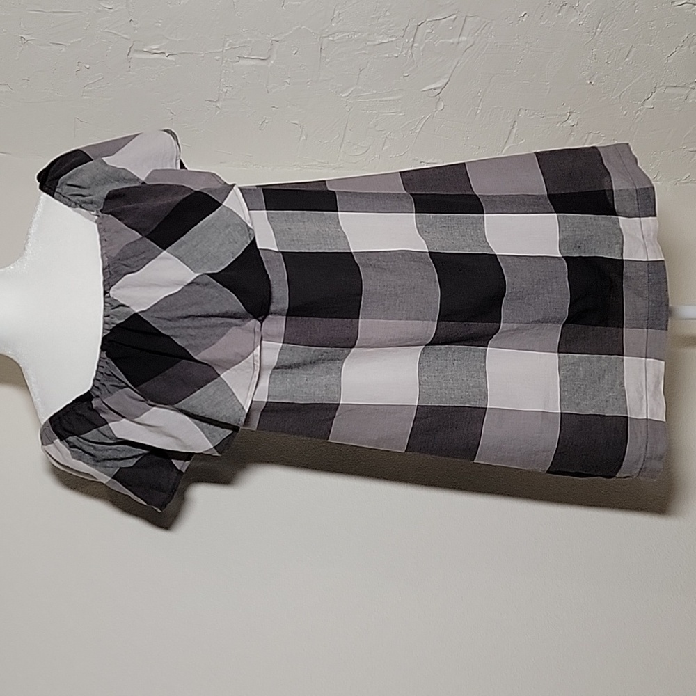 Who What Wear Mini Dress Off The Shoulder Buffalo Plaid Checkered Black White M - Picture 3 of 15